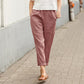 🌷【S-5XL】🥰Pantaloni largi din bumbac și in pentru femei în mărimi mari💖-5