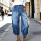 👖🌬️Blugi scurți pentru femei, cu talie elastică și croială lejeră😍