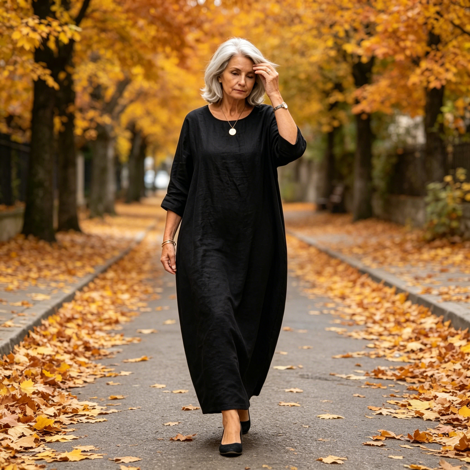 Rochie maxi lejeră din bumbac și in, pentru femei-2