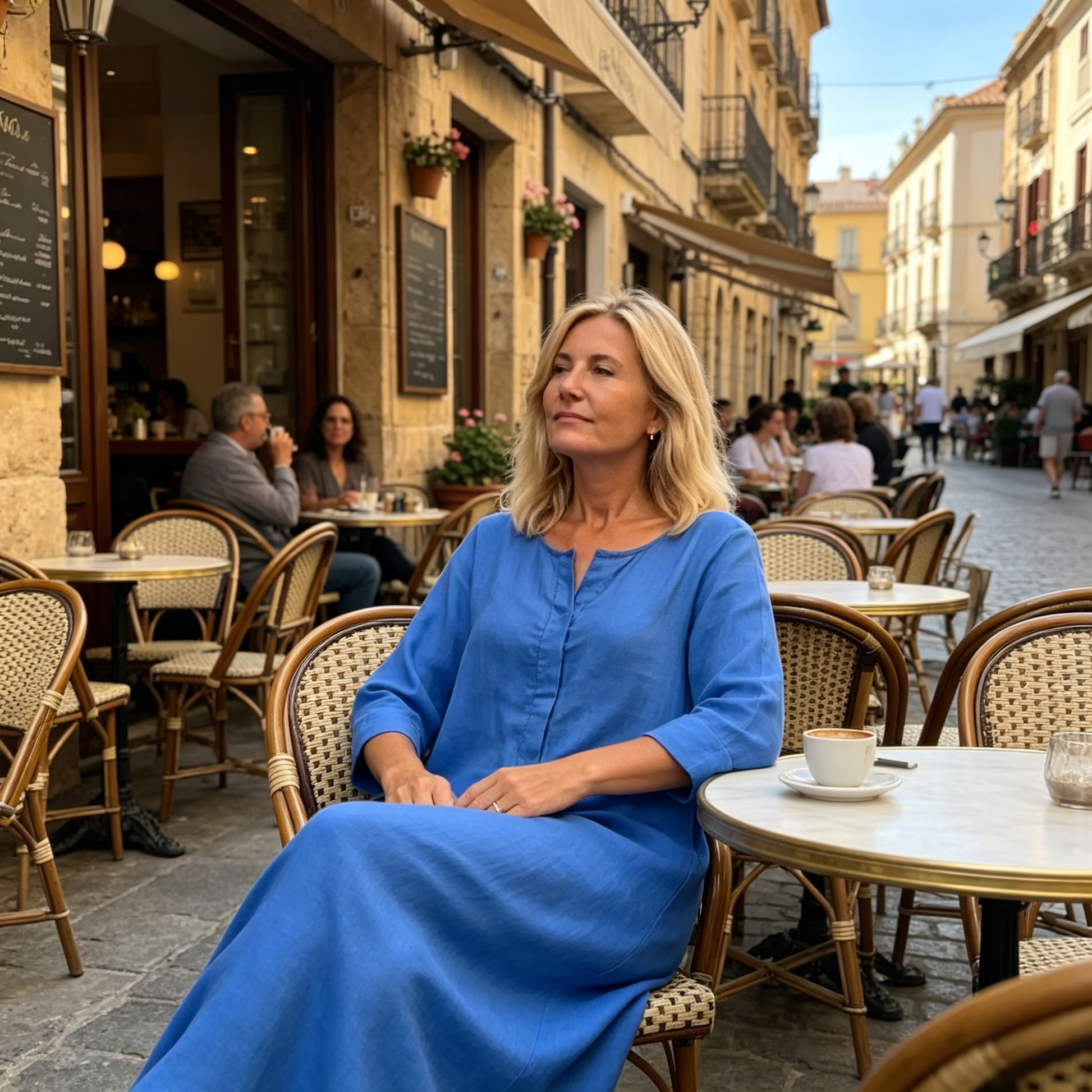 Rochie maxi lejeră din bumbac și in, pentru femei-3
