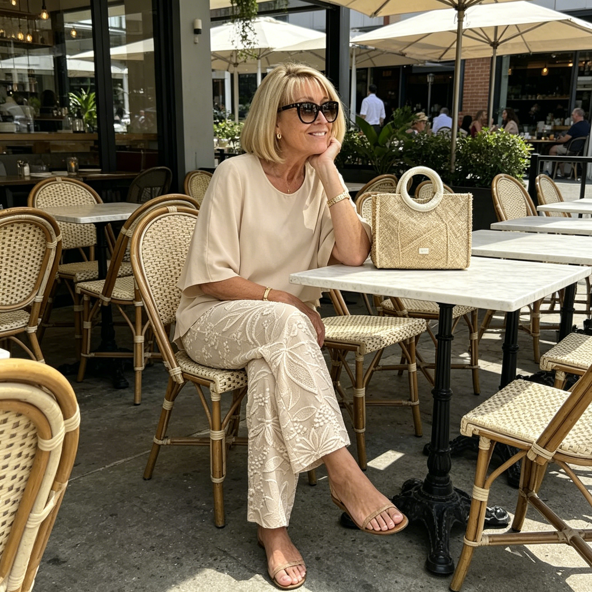 👚 Set Casual Femei: Top cu Gât Rotund & Pantaloni 🌿-2