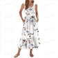 💃Rochie Maxi de Vară pentru Femei, Fără Mâneci, cu Model Floral Soare, Decolteu Pătrat, Casual, Volane, cu Buzunare
