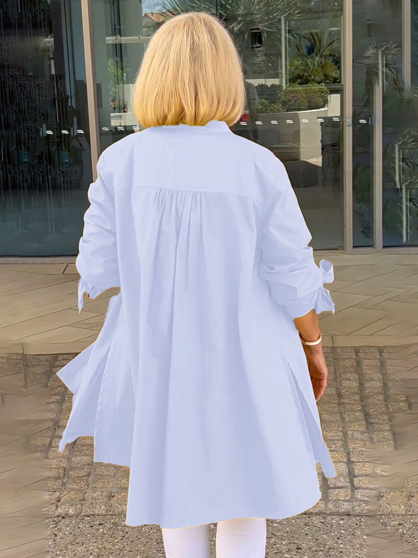 💕 Confortabile🌸Jachete lungi din bumbac de culoare solidă pentru femei-17