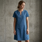 Rochie din denim pentru femei, cu decolteu în V-2