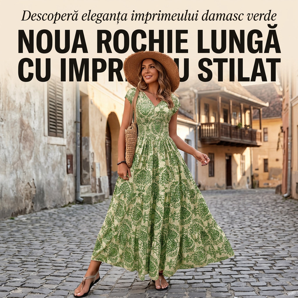 💥 Rochie lungă cu imprimeu și decolteu în V pentru femei-1