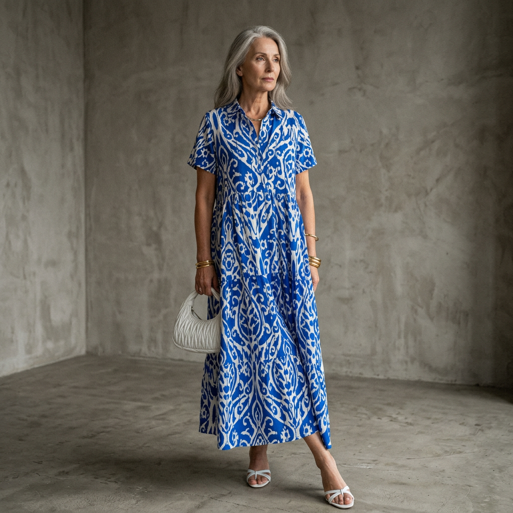 💃Rochie lungă casual pentru femei, cu imprimeu și croi în A-3
