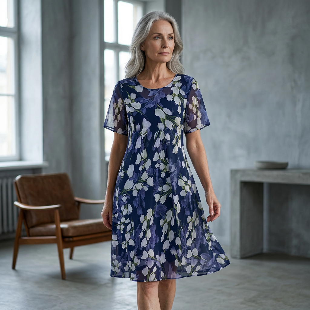 Rochie din șifon cu imprimeu floral-3