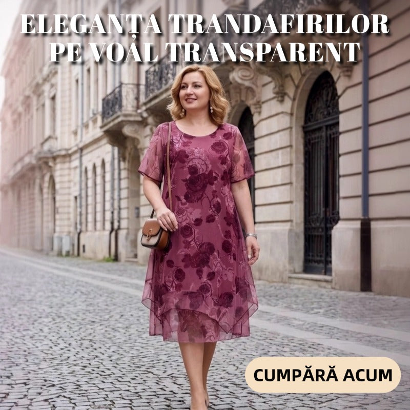 🌺O rochie elegantă, largă, cu imprimeu