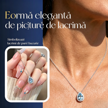 💎Eleganță Atemporală | Pandantiv în formă de lacrimă albastră pentru femei ✨-1