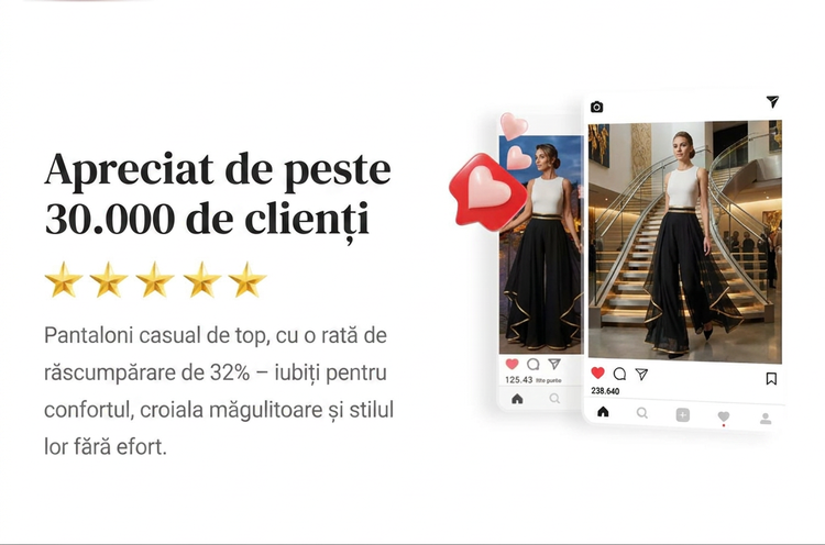 🎉Oferte speciale de sărbători❤️Pantaloni eleganti, cu talie largă și croială lejeră, cu ornamente aurii-16