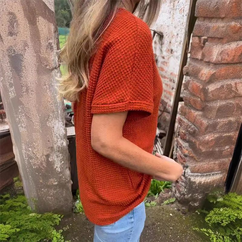 Top elegant pentru doamne cu mâneci scurte și decolteu ascuțit-4