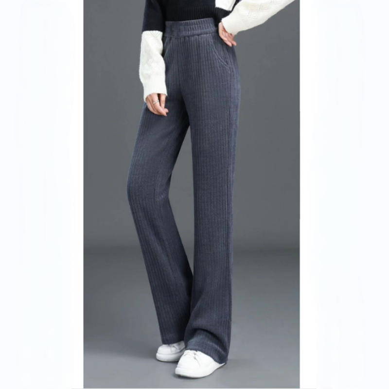 Femei Versatile Simple Stretch Elastic talie vrac largi pantaloni picior-4