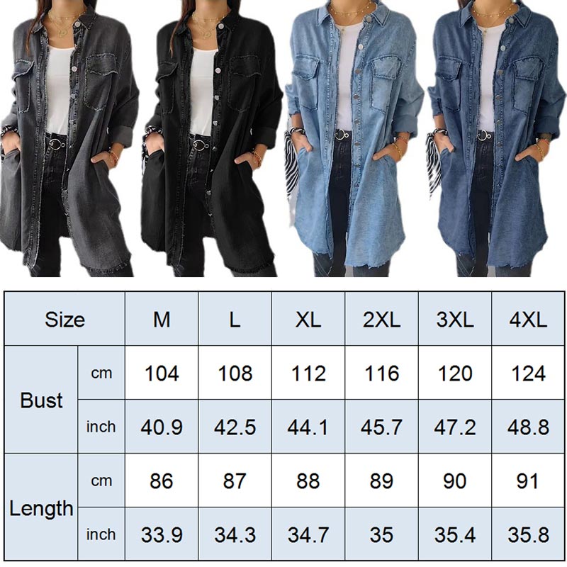 ✨️🤠Cămașă confortabilă cu rever pentru femei Denim Shirt-7