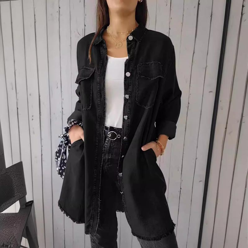 ✨️🤠Cămașă confortabilă cu rever pentru femei Denim Shirt-9