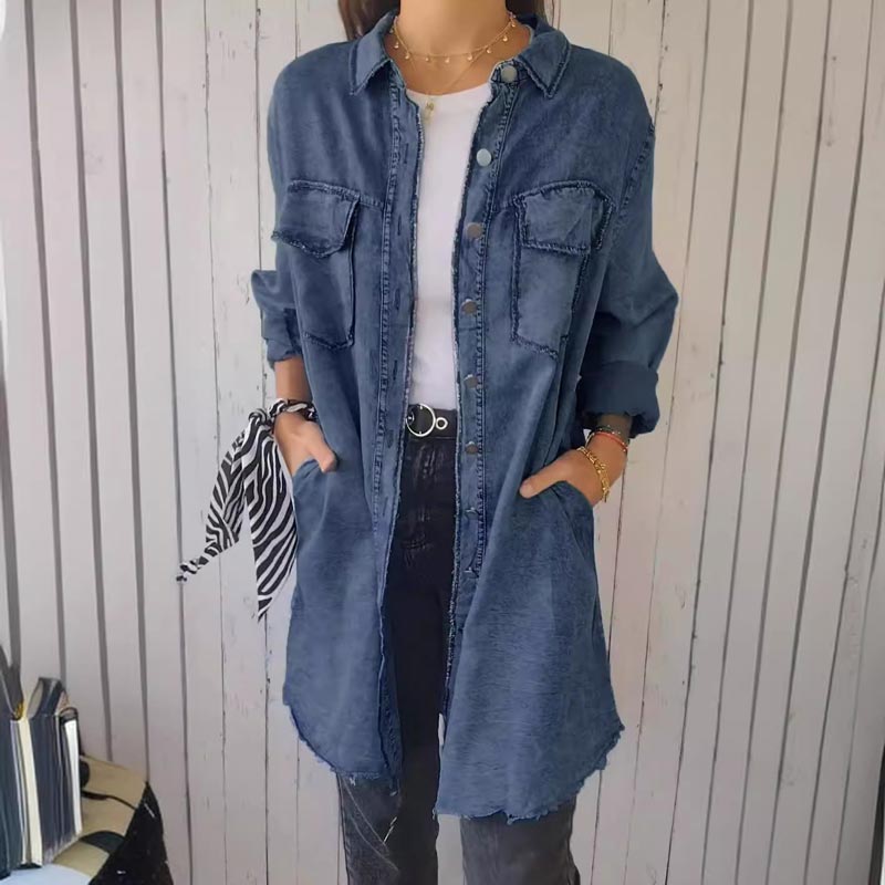 ✨️🤠Cămașă confortabilă cu rever pentru femei Denim Shirt-11