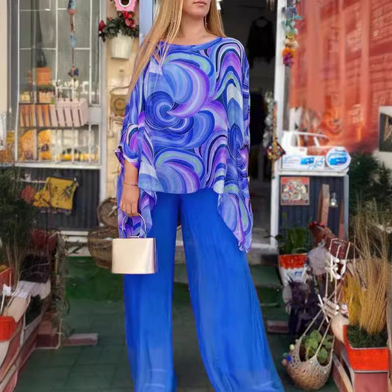 💞Set colorat de vară pentru femei din sifon colorat din 2 piese-3