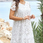 【✨2024 Produse noi】💃Rochie florală albă cu decupaj elegant - Mărime mare-6
