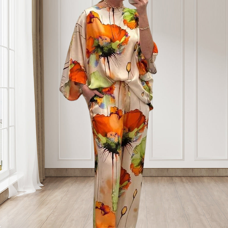 🌸Salopetă exotică, confortabilă și elegantă, cu decolteu rotund și imprimeu✨-2