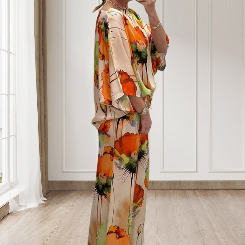 🌸Salopetă exotică, confortabilă și elegantă, cu decolteu rotund și imprimeu✨-3