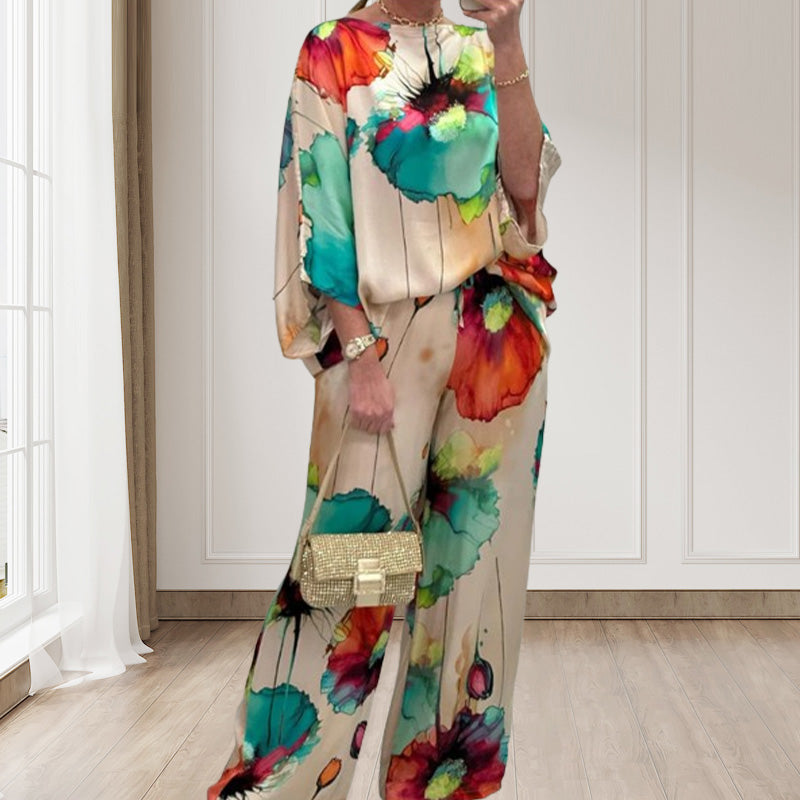 🌸Salopetă exotică, confortabilă și elegantă, cu decolteu rotund și imprimeu✨-4