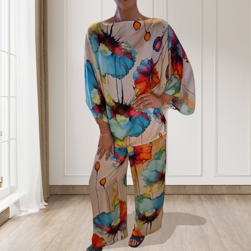 🌸Salopetă exotică, confortabilă și elegantă, cu decolteu rotund și imprimeu✨-6