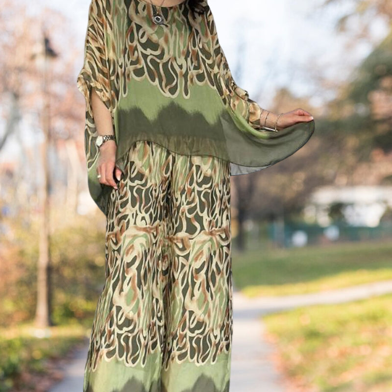🦋🌸 Top lejer și pantaloni imprimați✨-4