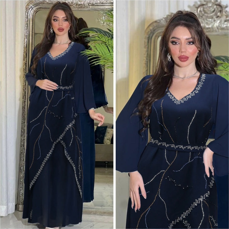 Rochie elegantă cu mânecă lungă pentru femei cu curea-3