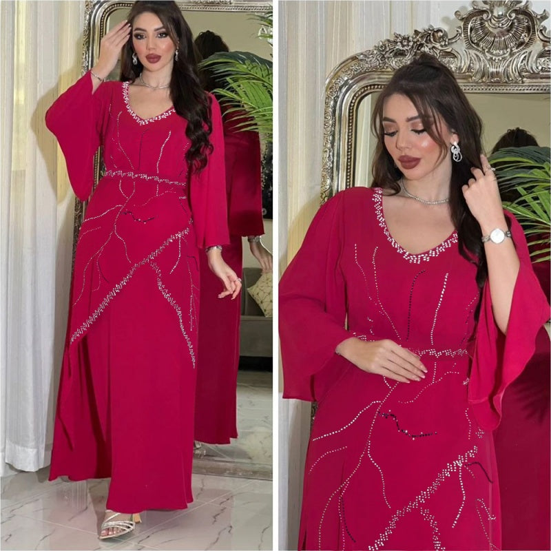 Rochie elegantă cu mânecă lungă pentru femei cu curea-2