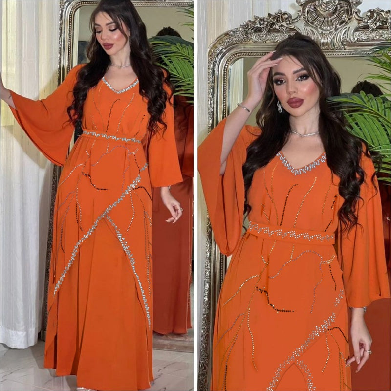 Rochie elegantă cu mânecă lungă pentru femei cu curea-1