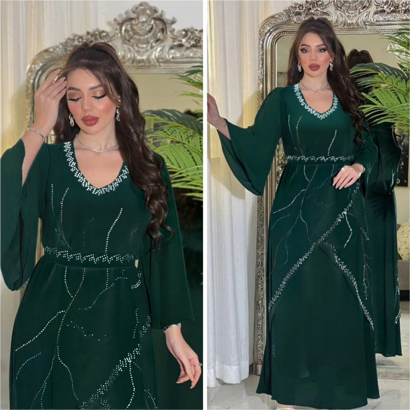 Rochie elegantă cu mânecă lungă pentru femei cu curea-4