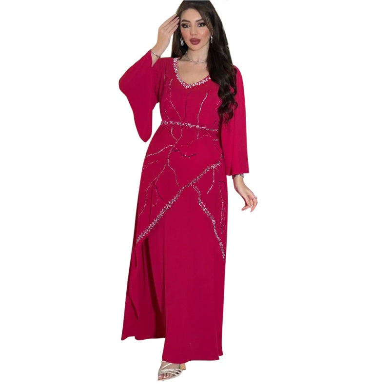 Rochie elegantă cu mânecă lungă pentru femei cu curea-11