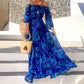 👗Dámske elegantné off rameno kvetinová tlač Flowy dlhé šaty