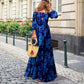 👗Dámske elegantné off rameno kvetinová tlač Flowy dlhé šaty