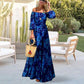 👗 Rochie lungă elegantă fără bretele cu imprimeuri florale fluturante-8
