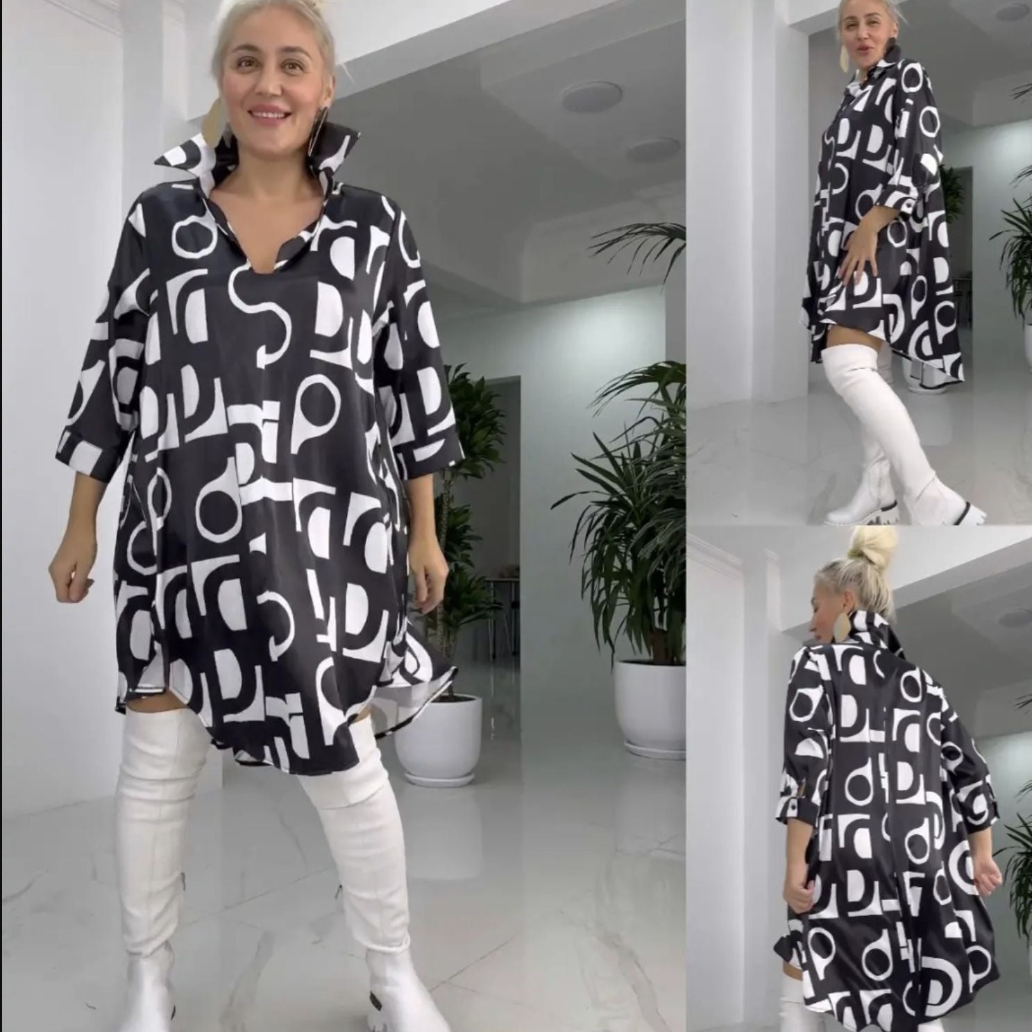 🌟Rochie la modă cu revere și decolteu în V🌟