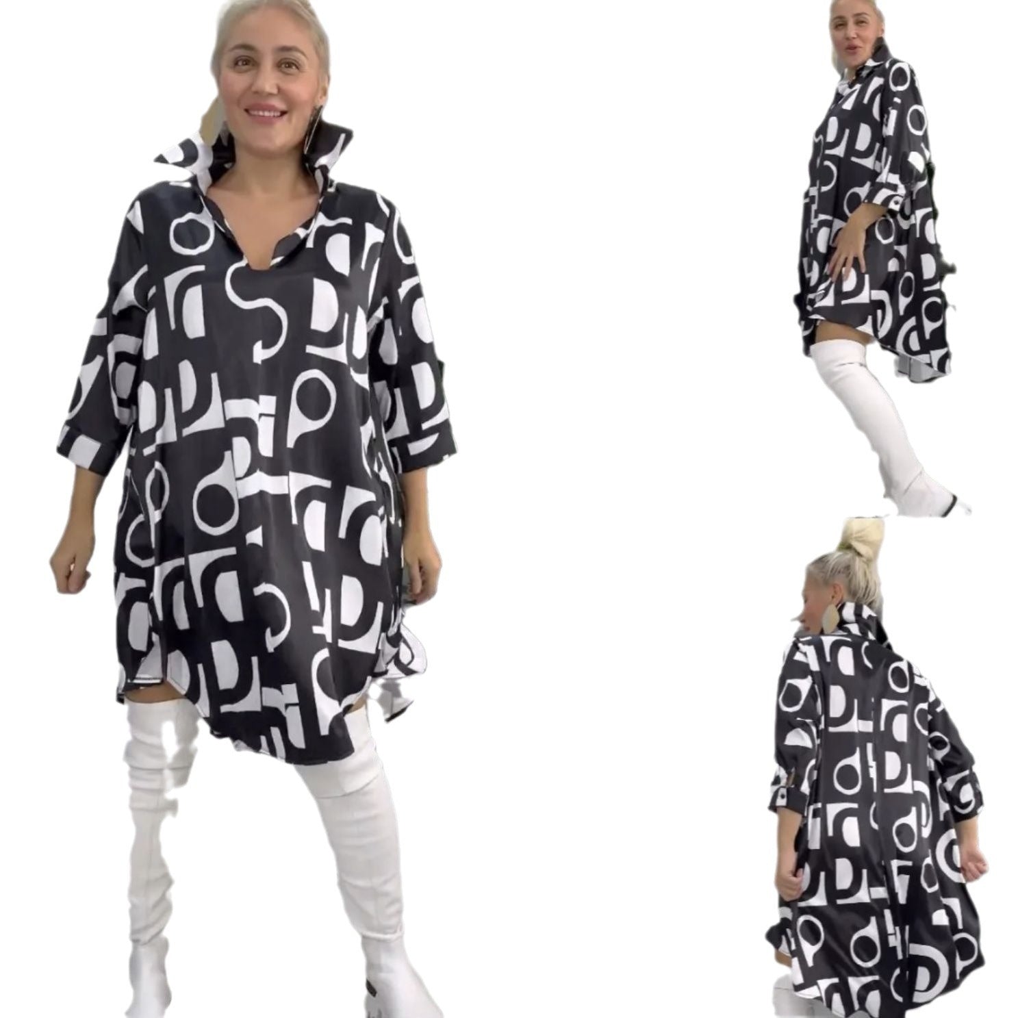 🌟Rochie la modă cu revere și decolteu în V🌟-2