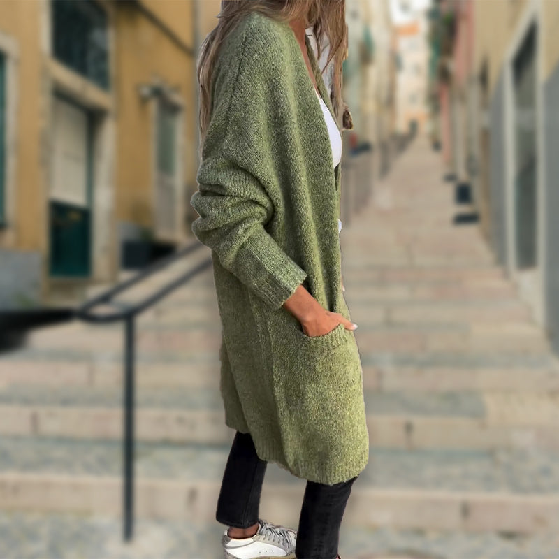 Pulover casual cu mâneci lungi tricotat cu fața deschisă pentru femei-5