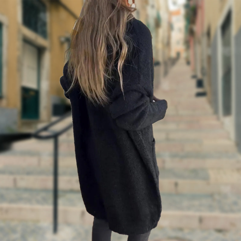 Pulover casual cu mâneci lungi tricotat cu fața deschisă pentru femei-6