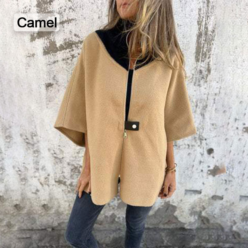 Jachetă casual pentru femei cu guler în picioare și jumătate de fermoar-13