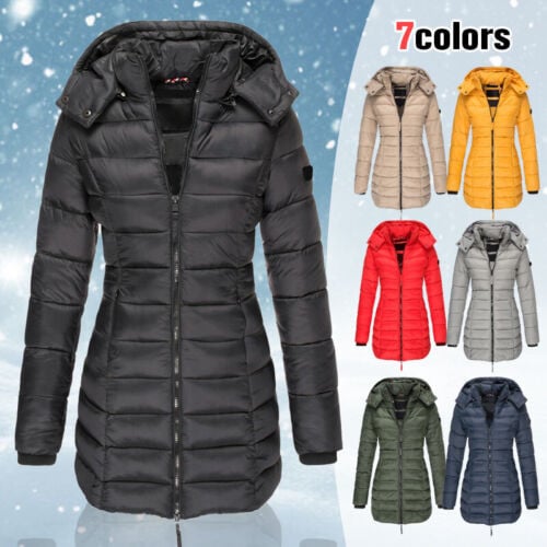 💖Femei de iarna bumbac jumătate Coat cald cu glugă Jacket🎁-6