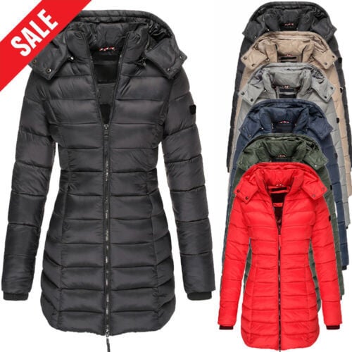 💖Femei de iarna bumbac jumătate Coat cald cu glugă Jacket🎁-7