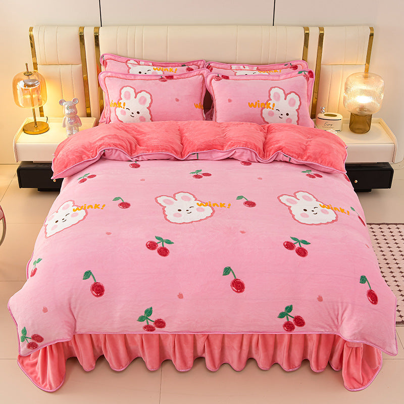 Lenjerie de pat din catifea groasă ultra moale 4 piese Set de pat-15