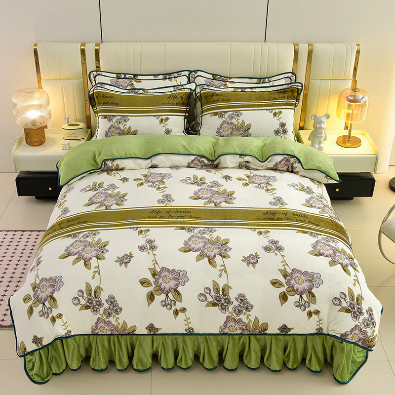 Lenjerie de pat din catifea groasă ultra moale 4 piese Set de pat-20