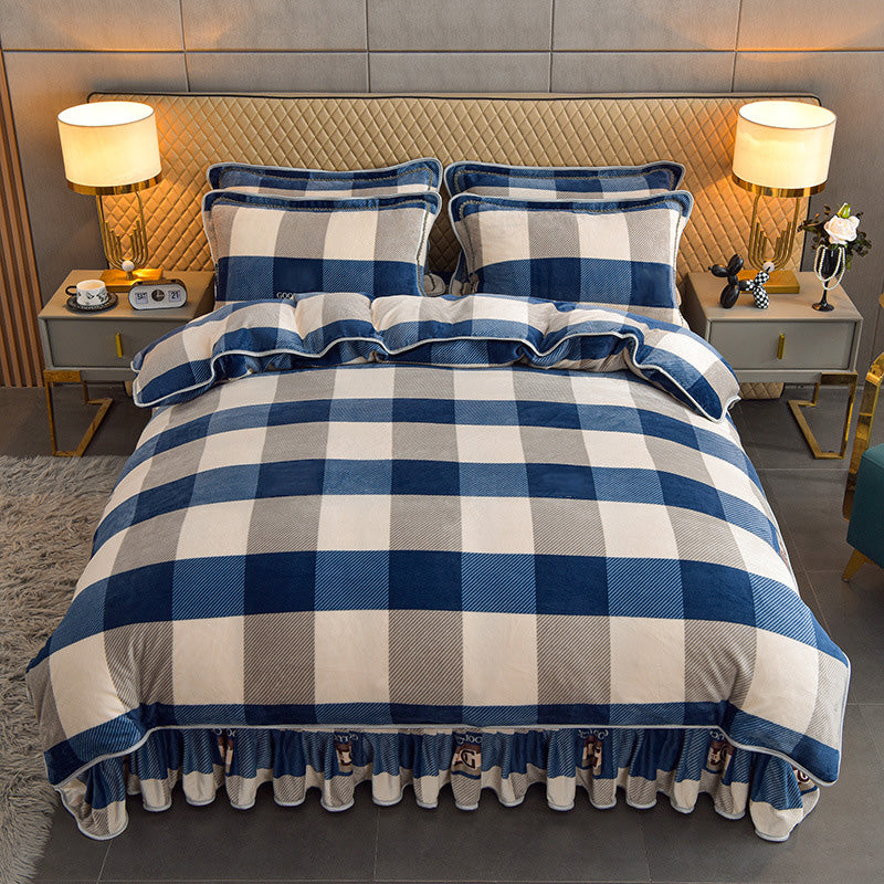 Lenjerie de pat din catifea groasă ultra moale 4 piese Set de pat-24