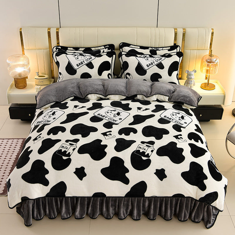 Lenjerie de pat din catifea groasă ultra moale 4 piese Set de pat-23