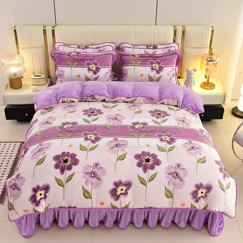 Lenjerie de pat din catifea groasă ultra moale 4 piese Set de pat-26