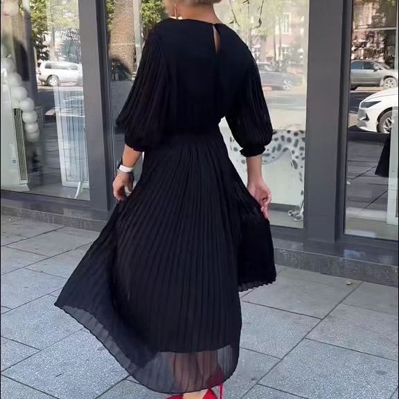💝Rochie la modă cu gât rotund-4