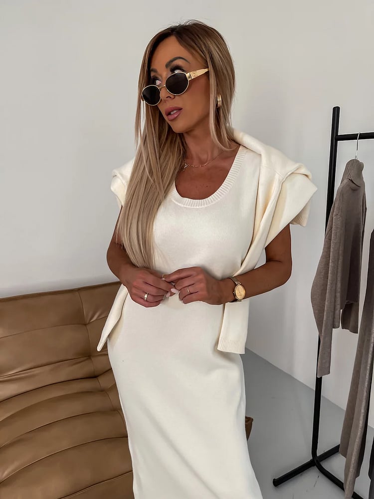 ✨Elegant și încrezător - 💃Set rochie tricotată-5