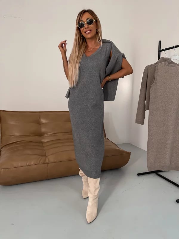 ✨Elegant și încrezător - 💃Set rochie tricotată-7