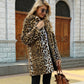 ❄️Zimné Specials❄️Women je módne Leopard tlač teplé Faux kožušiny strednej dĺžky kabát
